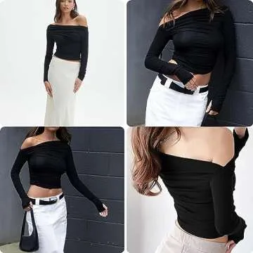 J.Corrine Women's Off Shoulder Cropped Ruched Top XL