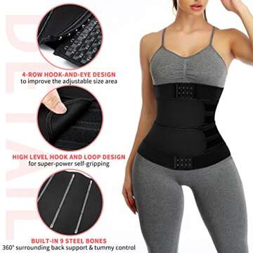 KIWI RATA Neoprene Sauna Waist Trainer Corset Sweat Belt for Women Compression Cincher Band Workout ...