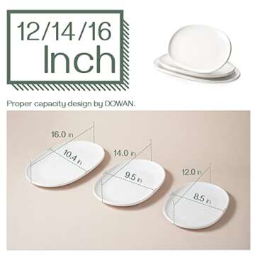 DOWAN Large Serving Platter, 16"/14"/12" Porcelain Platters for Entertaining Wedding Party, White Oval Plates Set of 3, Serving Dishes for Serving Food, Housewarming Gifts