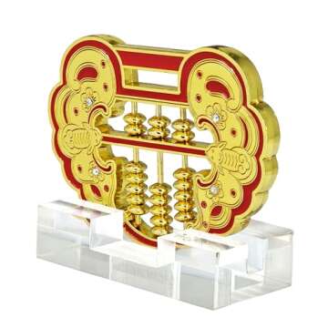 2025 Feng Shui Lock Shaped Wealth Abacus Figurine Bring Good Luck w5646