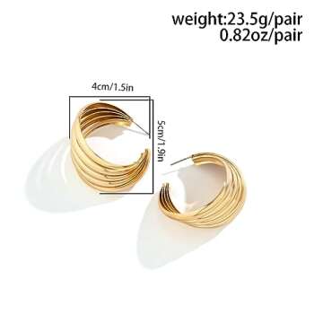 Xerling Chunky Layered Gold Hoop Earrings for Women