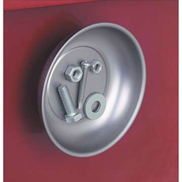 Katzco Magnetic Mini Tray Holders - 4 Pack Multi Color - Use in Garage, Home, Construction - for Nuts, Bolts, Washers, Iron, Nails, Screws, Sockets, Bits, Etc. - 4 Inch Diameter x 1-1/4 Inch Depth