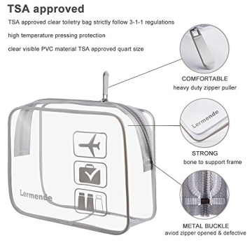 Lermende TSA Approved Clear Toiletry Bag Set for Travel