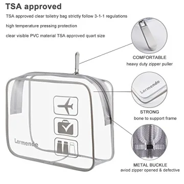 Lermende TSA Approved Clear Toiletry Bag Set for Travel