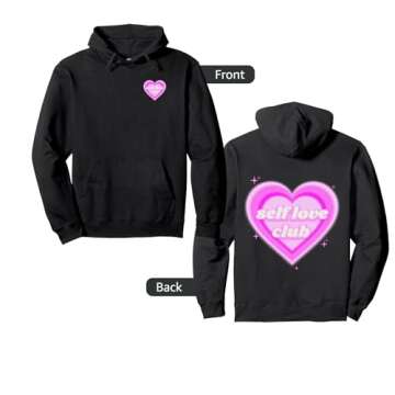 Self Love Club Heart Pullover Hoodie - Cozy & Empowering
