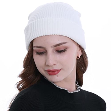 Unisex Slouchy Beanie Winter Cap Soft Knit Hat White
