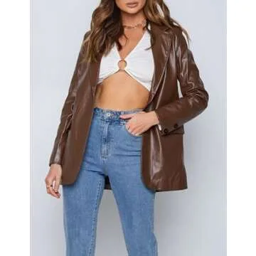 Vimyig Women Faux Leather Jacket Winter Fall Outfits Fashion Clothes Blazer Moto Biker Vegan Leather...