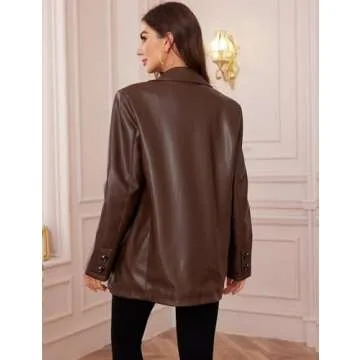 Vimyig Women Faux Leather Motorcycle Jacket Stylish Top