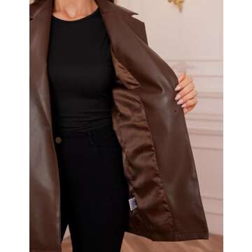 Vimyig Women Faux Leather Jacket Winter Fall Outfits Fashion Clothes Blazer Moto Biker Vegan Leather Coat