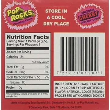 POP ROCKS Popping Candy, Cherry, 24 Count