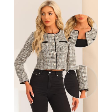 Allegra K Tweed Jacket - Stylish, Versatile, and Elegant