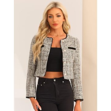 Allegra K Tweed Jacket - Stylish, Versatile, and Elegant