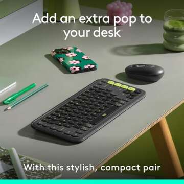 Logitech POP ICON Combo: Stylish Bluetooth Keyboard and Mouse with Customizable Keys and Quiet Click...