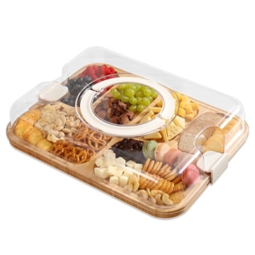 KHINYA Bamboo Charcuterie Board with Lid - Elegant & Portable Serving Solution