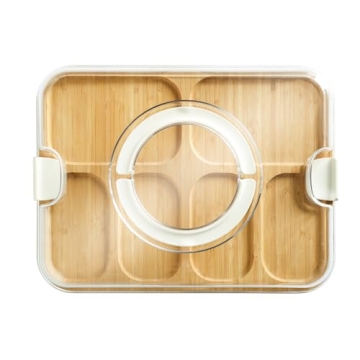 KHINYA Charcuterie Board with Lid - Elegant Bamboo Serving Solution