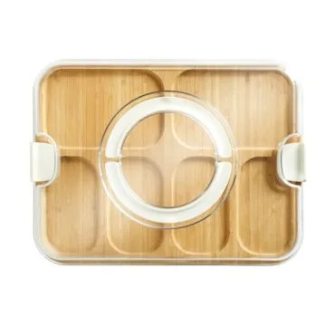 KHINYA Charcuterie Board with Lid - Elegant Bamboo Serving Solution