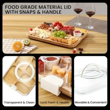 KHINYA Charcuterie Board with Lid - Elegant Bamboo Serving Solution