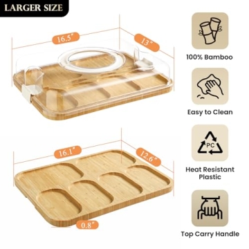 KHINYA Charcuterie Board with Lid - Elegant Bamboo Serving Solution