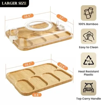 KHINYA Charcuterie Board with Lid - Elegant Bamboo Serving Solution