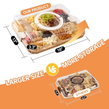 KHINYA Charcuterie Board with Lid - Elegant Bamboo Serving Solution