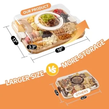 KHINYA Charcuterie Board with Lid - Elegant Bamboo Serving Solution