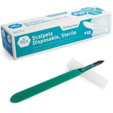 MED PRIDE Disposable Scalpel Blades| Sharp, Tempered Stainless-Steel Blades | Pack of 10 Sterile Sca...