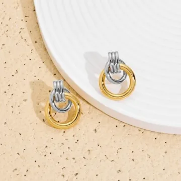 Stunning FILMOON Two Tone Geometric Earrings for Women
