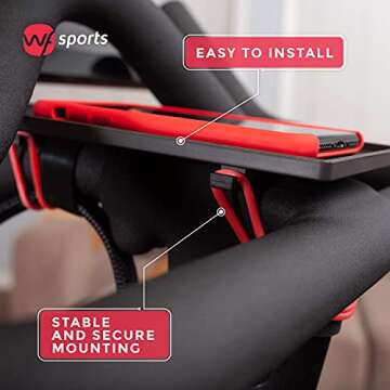 WF Sports Original SureMountPro Made for Peloton Phone Holder System | Premier Peloton Bike Accessories | Large Peloton Compatible Cell Phone Mount Tray for Bike and Bike+ Plus