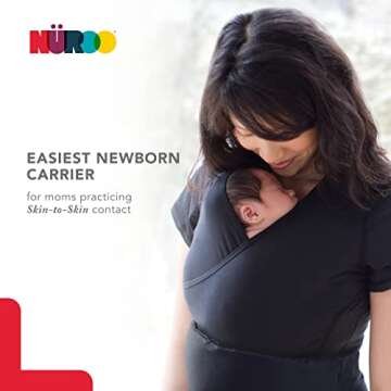 Brownmed - NuRoo Pocket - Comfortable Skin-to-Skin Shirt for Mom & Baby - Full-Coverage Baby Wrap Carrier Shirt for Newborns - Breathable Baby-Wearing Wrap Shirt - X-Small/Small - Black