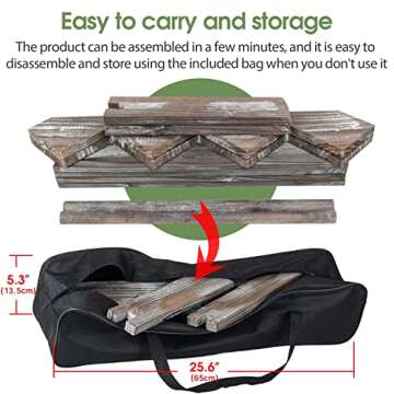 J JACKCUBE DESIGN Rustic Wood Display Stand, 4 Tier Cupcake Stand Stair Shelf, Portable Display Riser, Included Bag for Storage, Decorative Dessert Stand - MK578A