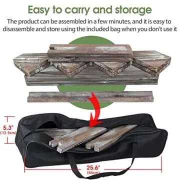 Rustic Wood Display Stand with Easy Storage Bag for Events