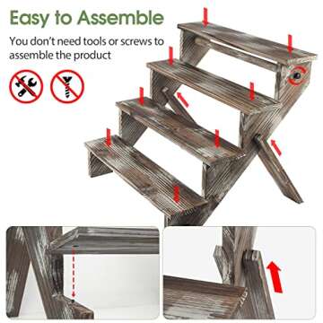 J JACKCUBE DESIGN Rustic Wood Display Stand, 4 Tier Cupcake Stand Stair Shelf, Portable Display Riser, Included Bag for Storage, Decorative Dessert Stand - MK578A