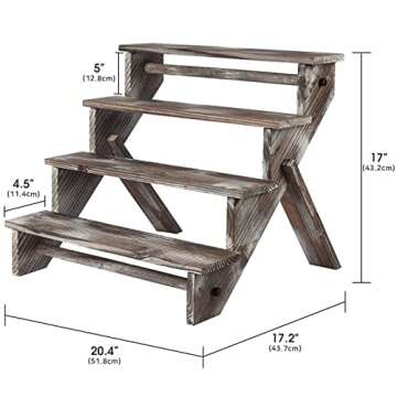 J JACKCUBE DESIGN Rustic Wood Display Stand, 4 Tier Cupcake Stand Stair Shelf, Portable Display Riser, Included Bag for Storage, Decorative Dessert Stand - MK578A