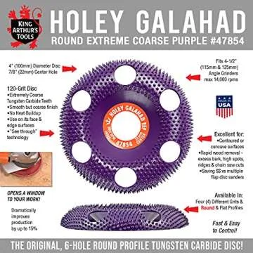 King Arthur's Tools Patented Round Extreme Purple Holey Galahad Tungsten Carbide Disc for Woodworkin...