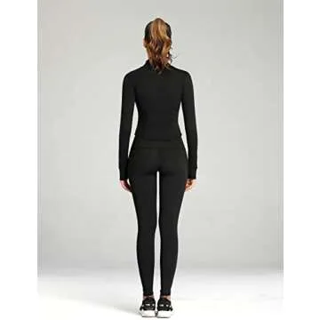 UANEO Workout Tops for Women Cropped Workout Jackets for Women Yoga Athletic Jacket (Black-S)