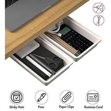 SVNNELP Under Desk Drawer Organizer for Tidy Workspaces