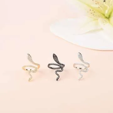 LEE&RO Snake Ring Adjustable Rhinestone Jewelry for Women