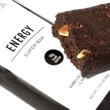 Dark Chocolate Energy Bars, Vegan Hemp Protein Bars with Vitamin B12, (6-Pack)