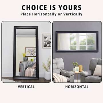 Naomi Home Framed Bevel Leaner Full Length Huge Floor Mirror XL Mirror Large Standing Floor Mirror Huge Mirrors for Bedroom Oversize Mirrors for Floor XL Floor Mirror, Black 66" L x 32" W