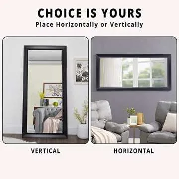 Naomi Home Framed Bevel Leaner Full Length Huge Floor Mirror XL Mirror Large Standing Floor Mirror Huge Mirrors for Bedroom Oversize Mirrors for Floor XL Floor Mirror, Black 66" L x 32" W