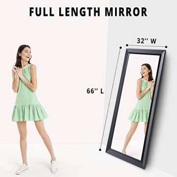 Naomi Home Framed Bevel Leaner Full Length Huge Floor Mirror XL Mirror Large Standing Floor Mirror Huge Mirrors for Bedroom Oversize Mirrors for Floor XL Floor Mirror, Black 66" L x 32" W