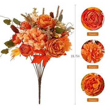 Thanksgiving Decorations - 2Pcs Artificial Fall Flowers, Fall Decor Flower Bouquet for Wedding Bouqu...