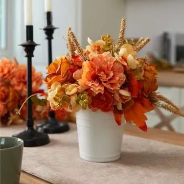 Thanksgiving Decorations - 2Pcs Artificial Fall Flowers, Fall Decor Flower Bouquet for Wedding Bouquets Autumn Decor Centerpieces Arrangements Faux Flowers Party Bridal Baby Shower Home Decorations