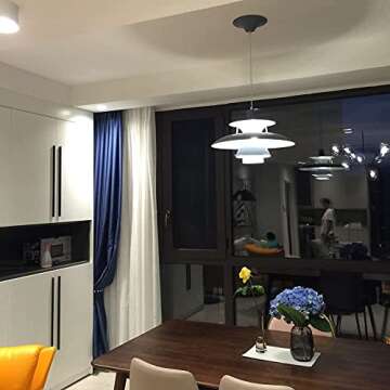 TQQT Indoor Lighting Fixtures Pendant Light,Hanging Light Fixture, Mid Centur,y Colorful Led Suspend Lamp Dining Room Living Room (White,15.8inch)