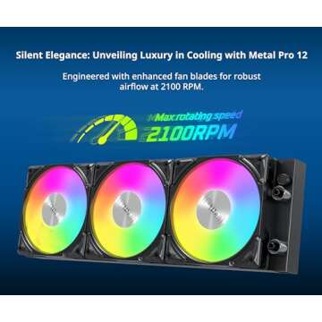 MONTECH HyperFlow ARGB 360 - AIO CPU Liquid Cooler, Intel&AMD Compatible, Chart-Topping Performance, Enhanced 3100RPM Water Pump Design, 3X Metal Pro 12 ARGB Ultimate Cooling Fans - Black