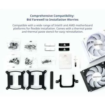 MONTECH HyperFlow ARGB 360 - AIO CPU Liquid Cooler, Intel&AMD Compatible, Chart-Topping Performance, Enhanced 3100RPM Water Pump Design, 3X Metal Pro 12 ARGB Ultimate Cooling Fans - Black