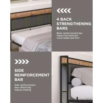 BUCOTOD Bed Frame with Storage Headboard, Built-in Charging Station, Easy Assembly, Noise Free, Non-Slip Design, Sturdy and Stable, No Box Spring Needed, Heavy Duty Metal Support Bed Frame-QUEEN99