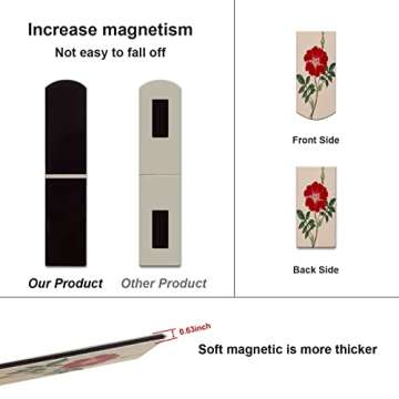 12PCS Magnetic Bookmarks - Magnet Page Markers Page Clips Assorted Book Markers Set with Exquisite Pattern, Bookmarks for Women, Students, and Book Lovers(Floral Style)