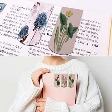 12PCS Magnetic Bookmarks - Magnet Page Markers Page Clips Assorted Book Markers Set with Exquisite Pattern, Bookmarks for Women, Students, and Book Lovers(Floral Style)