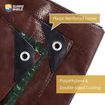 GUARD SHIELD Brown/Green Tarp 10x16 Feet Medium Duty Waterproof Multi Purpose Poly Tarps Cover 7mil